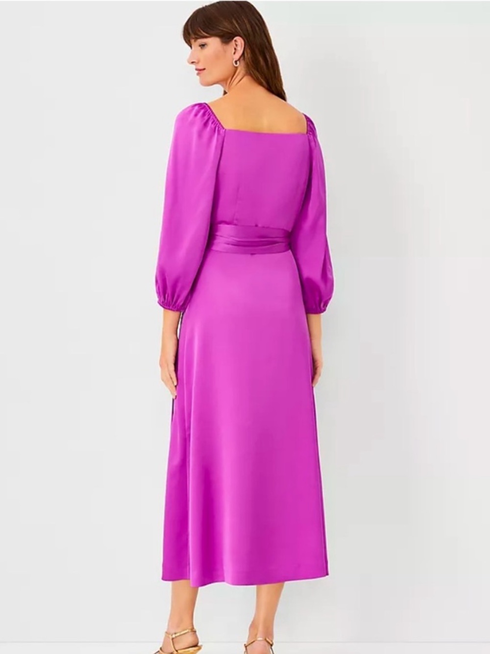 NEW Ann Taylor Satin Wrap Dress Elegant Purple Wrap Dress Size 8 women’s - Picture 2 of 7